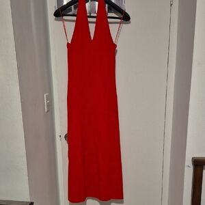 Ribbed Maxi Halter Sweater Dress